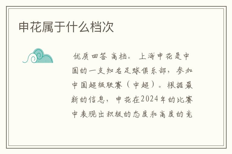 申花属于什么档次