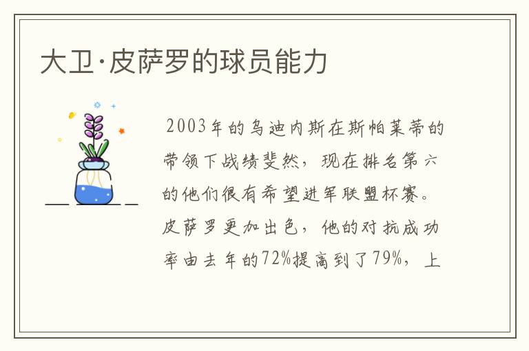 大卫·皮萨罗的球员能力