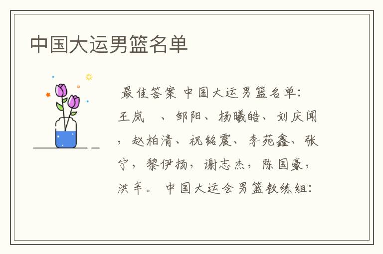 中国大运男篮名单