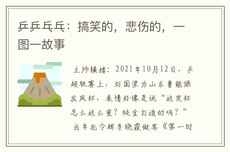 乒乒乓乓:搞笑的,悲伤的,一图一故事
