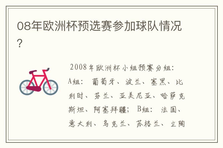 08年欧洲杯预选赛参加球队情况?