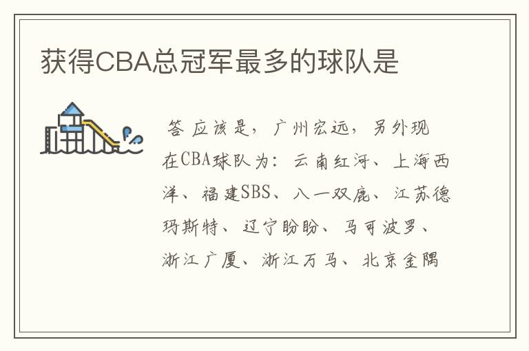 获得CBA总冠军最多的球队是