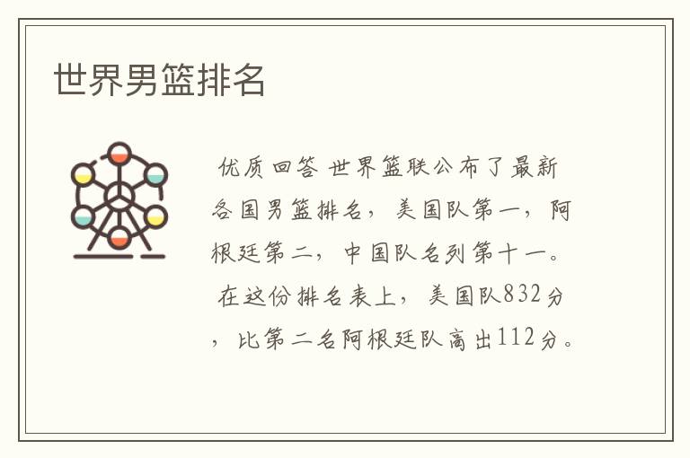 世界男篮排名