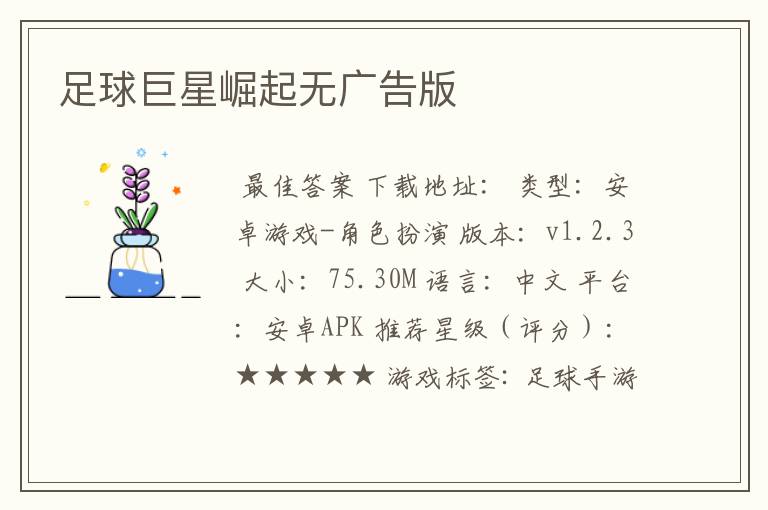 足球巨星崛起无广告版