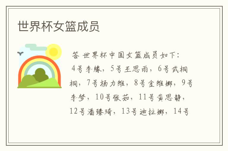 世界杯女篮成员