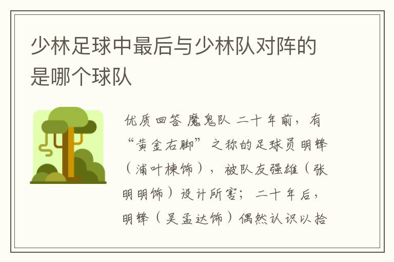 少林足球中最后与少林队对阵的是哪个球队