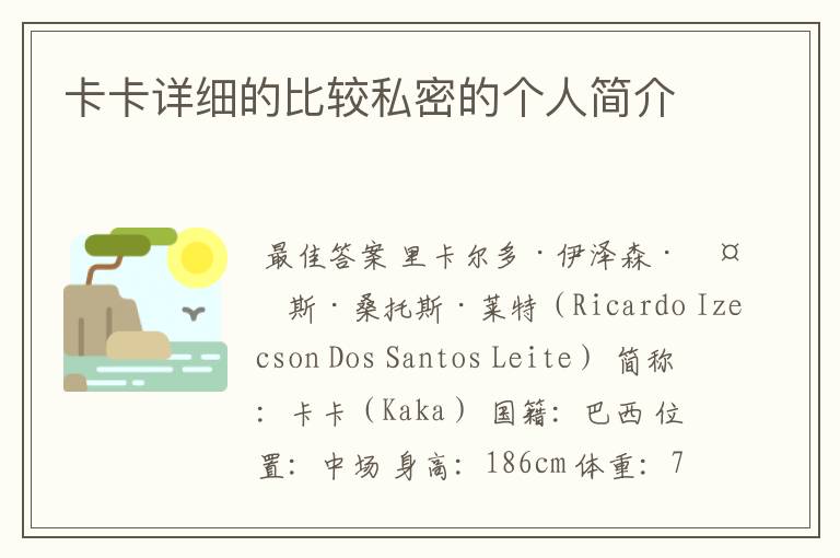 卡卡详细的比较私密的个人简介