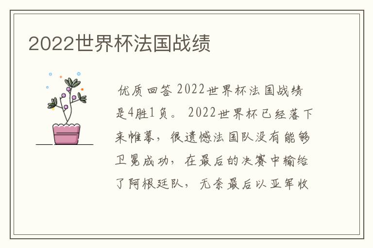 2022世界杯法国战绩