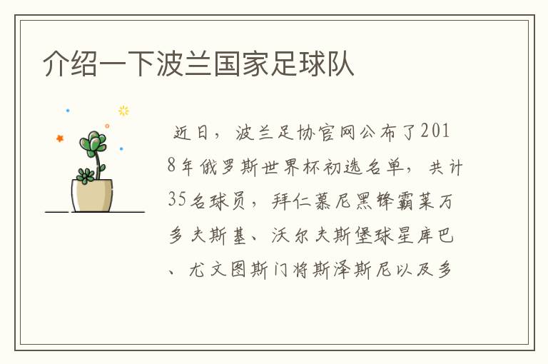 介绍一下波兰国家足球队