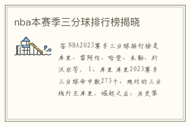 nba本赛季三分球排行榜揭晓