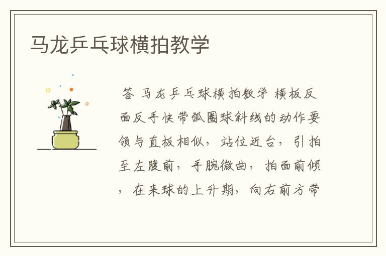 马龙乒乓球横拍教学