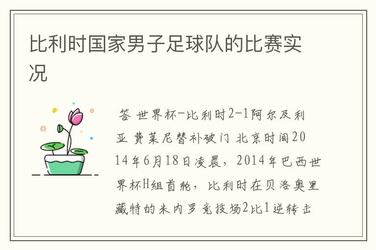 比利时国家男子足球队的比赛实况