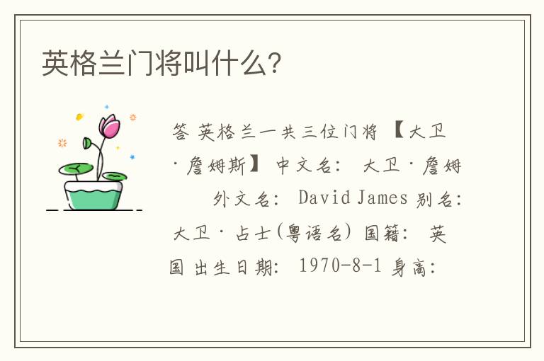 英格兰门将叫什么?