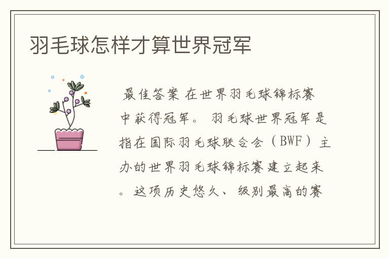 羽毛球怎样才算世界冠军