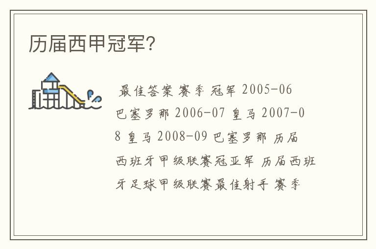 历届西甲冠军?
