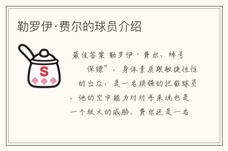 勒罗伊·费尔的球员介绍