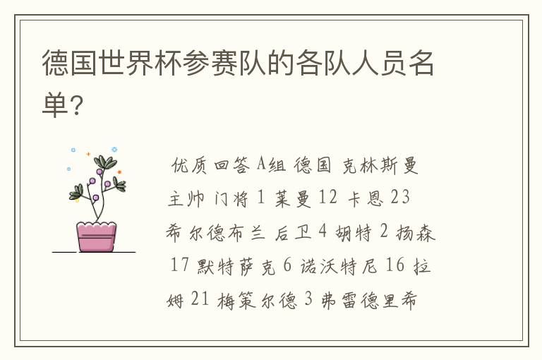 德国世界杯参赛队的各队人员名单?