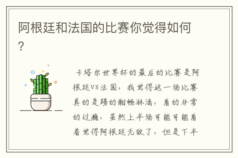 阿根廷和法国的比赛你觉得如何?