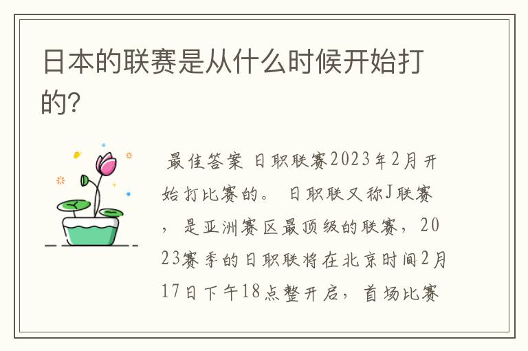 日本的联赛是从什么时候开始打的?