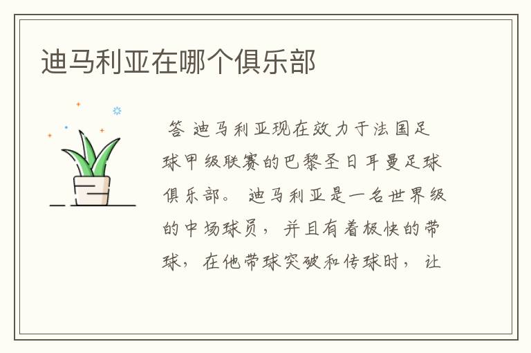 迪马利亚在哪个俱乐部