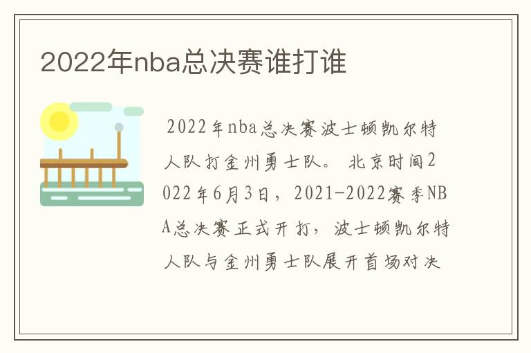2022年nba总决赛谁打谁