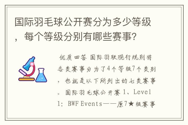国际羽毛球公开赛分为多少等级,每个等级分别有哪些赛事?