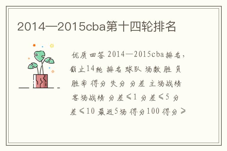 2014—2015cba第十四轮排名