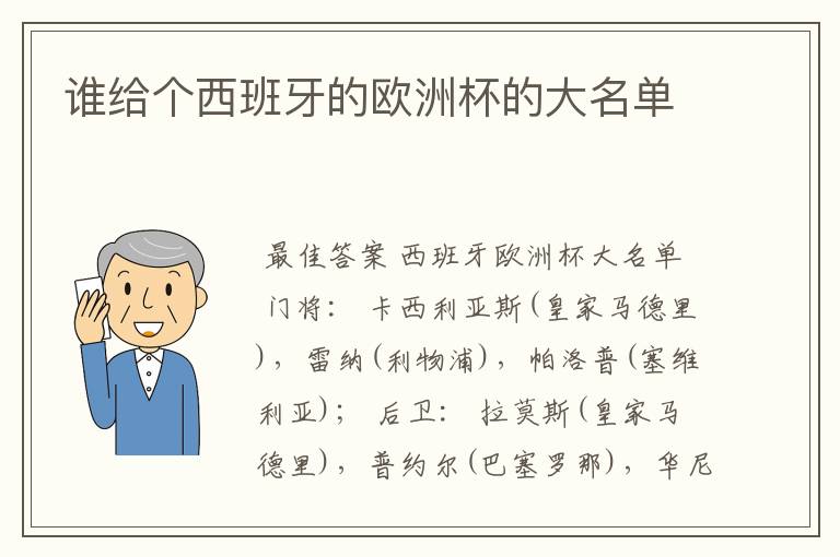 谁给个西班牙的欧洲杯的大名单