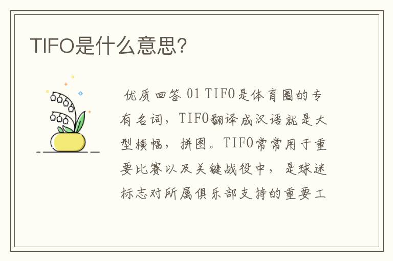 TIFO是什么意思?