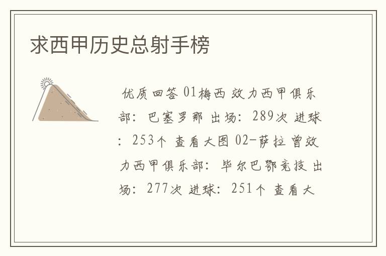 求西甲历史总射手榜