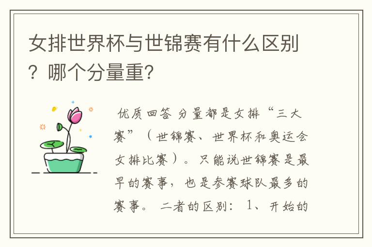 女排世界杯与世锦赛有什么区别?哪个分量重?