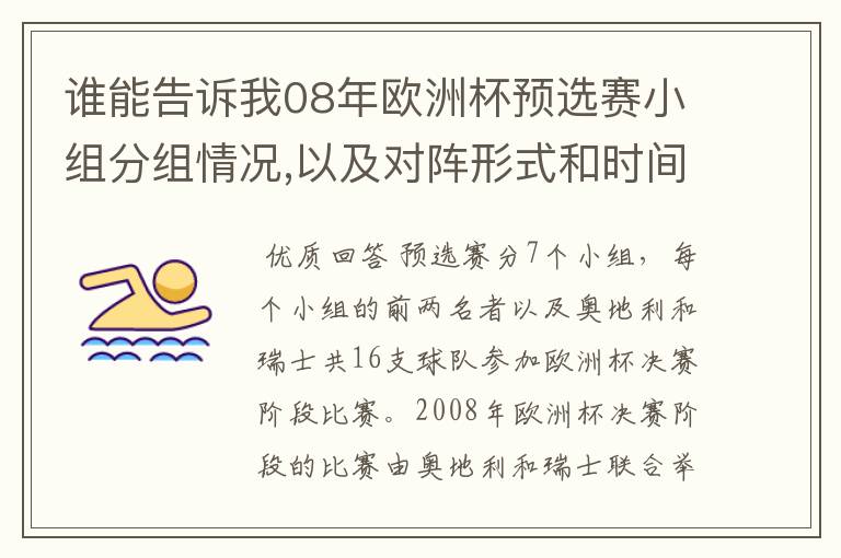 谁能告诉我08年欧洲杯预选赛小组分组情况,以及对阵形式和时间表