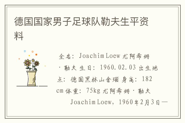 德国国家男子足球队勒夫生平资料