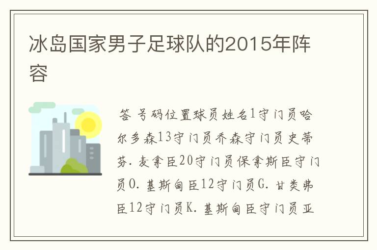 冰岛国家男子足球队的2015年阵容