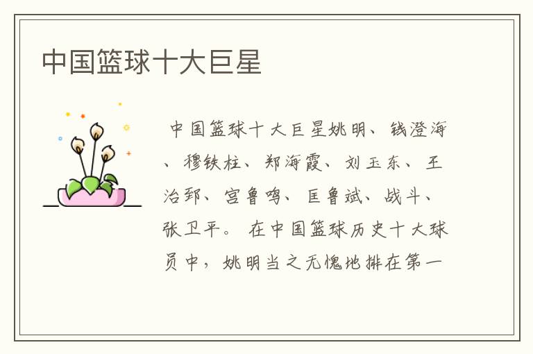 中国篮球十大巨星
