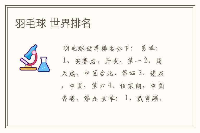 羽毛球 世界排名
