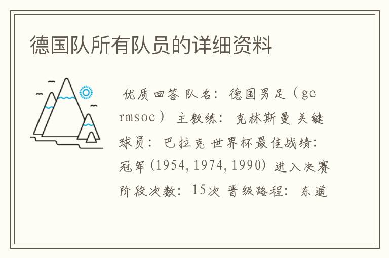 德国队所有队员的详细资料