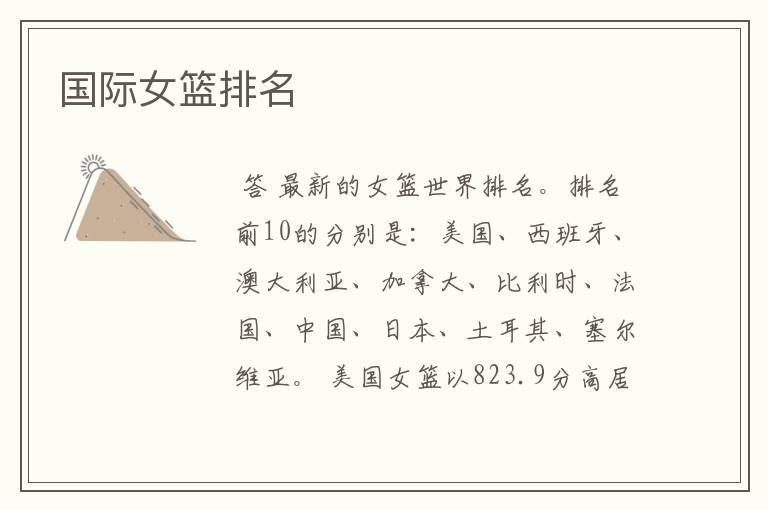 国际女篮排名