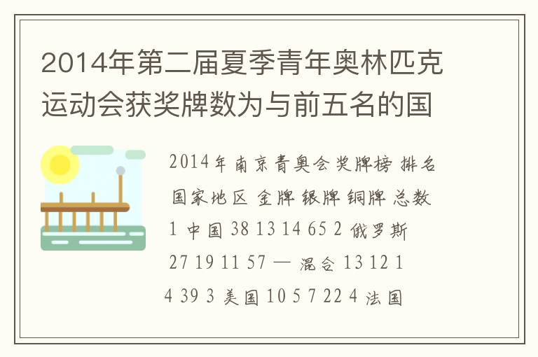 2014年第二届夏季青年奥林匹克运动会获奖牌数为与前五名的国家的有关数据完成