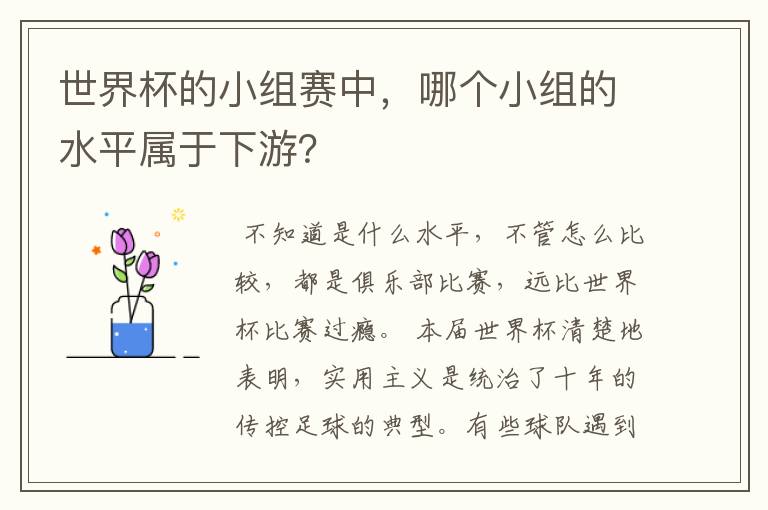 世界杯的小组赛中,哪个小组的水平属于下游?
