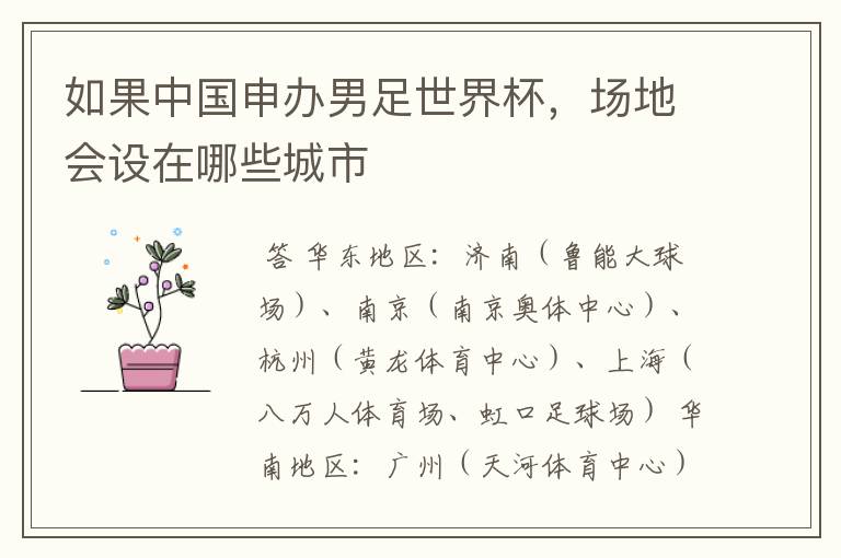 如果中国申办男足世界杯,场地会设在哪些城市
