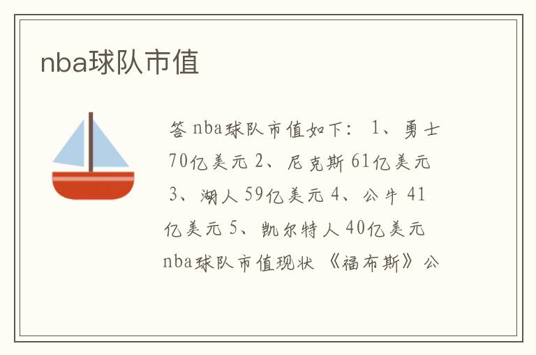 nba球队市值