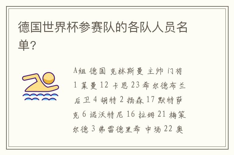 德国世界杯参赛队的各队人员名单?