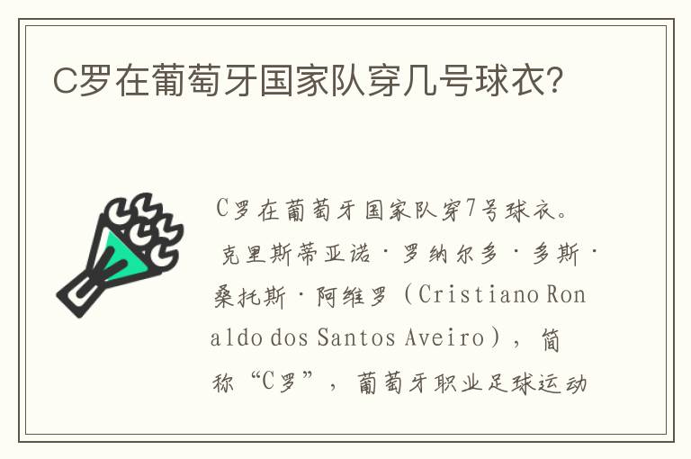 C罗在葡萄牙国家队穿几号球衣?