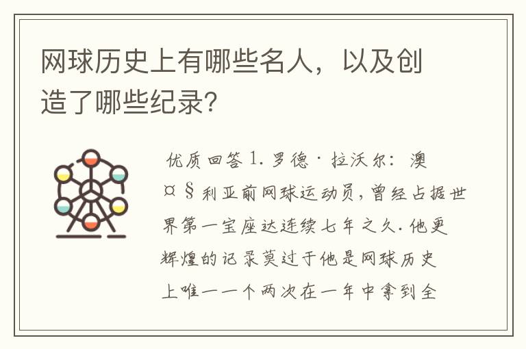 网球历史上有哪些名人,以及创造了哪些纪录?