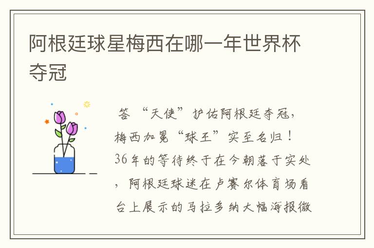 阿根廷球星梅西在哪一年世界杯夺冠