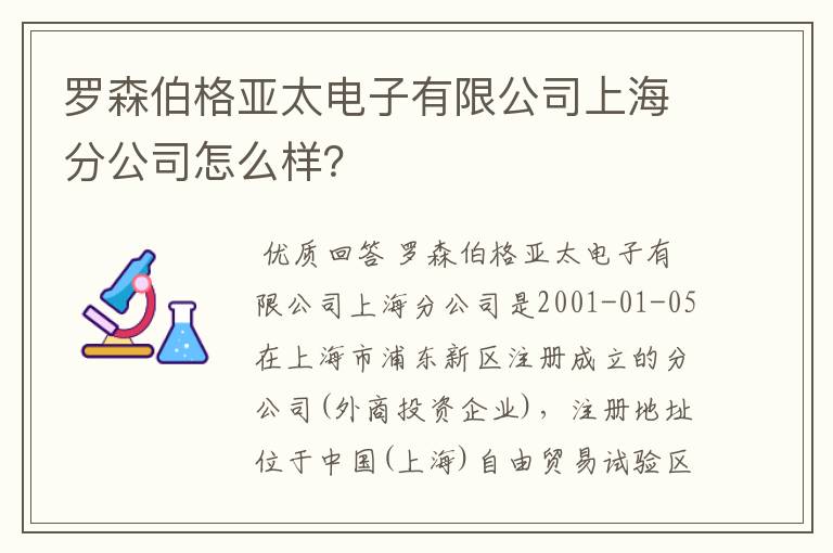 罗森伯格亚太电子有限公司上海分公司怎么样?