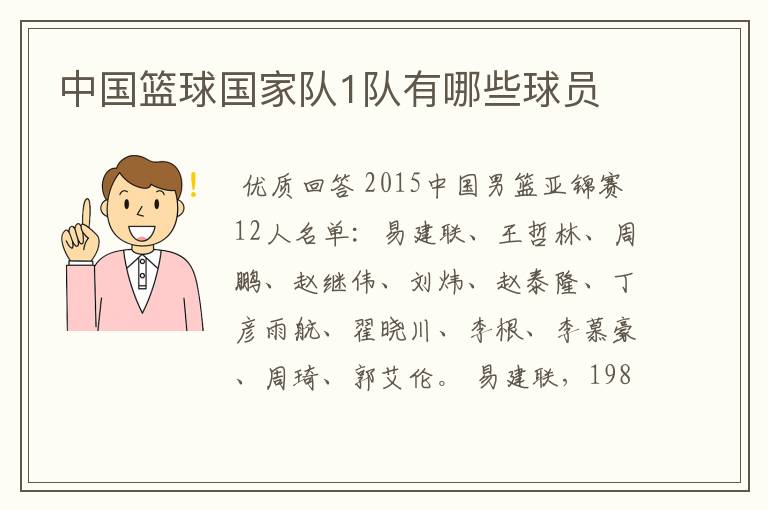 中国篮球国家队1队有哪些球员