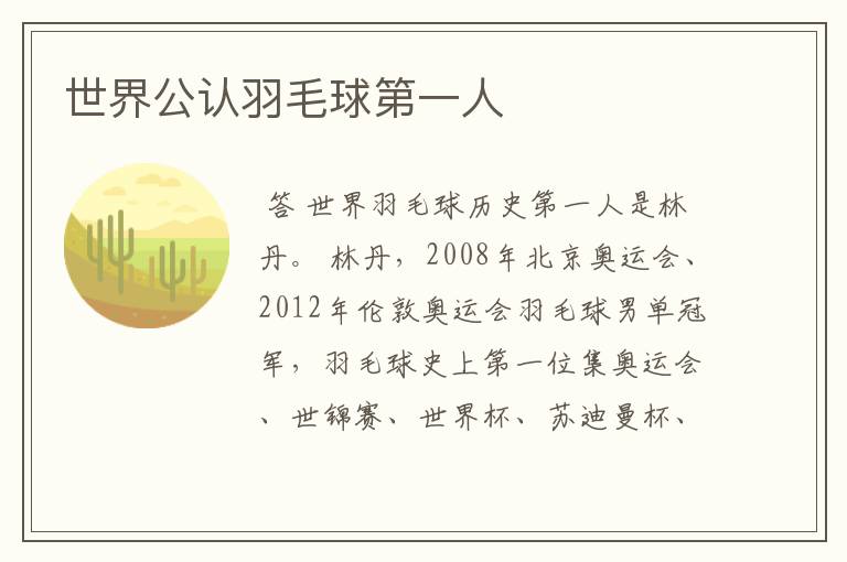 世界公认羽毛球第一人