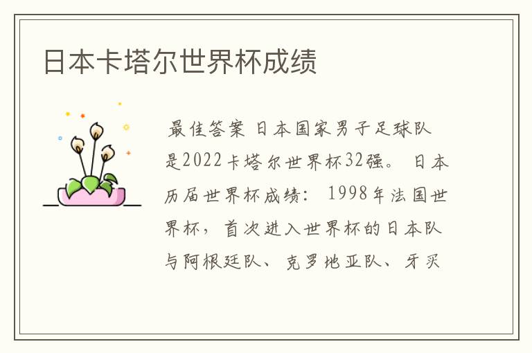 日本卡塔尔世界杯成绩
